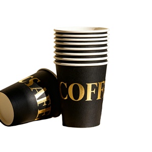 Wholesale Luxury <b>Disposable</b> Custom logo 8/12/14/16 oz Black Hot Coffee Double Wall Paper <b>Cups</b> with Lids - Product Image 2