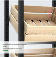 3-laags houten krat displayrek met geperforeerde bakken, schuine planken, vrijstaand rek voor wijn, fruit, groenten, winkel