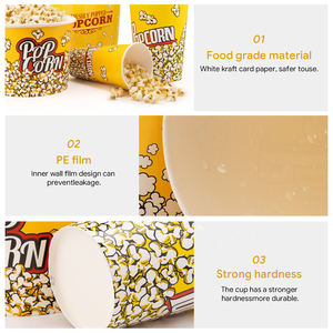 Cubo de Papel Biodegradable Personalizado para <span class=keywords><strong>Palomitas</strong></span> con Tapa, Vaso de Papel para <span class=keywords><strong>Palomitas</strong></span> o Pollo Frito - Product Image 3