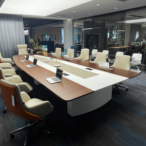 Bàn hội nghị hiện đại thanh lịch Gỗ Óc Chó gỗ rắn Máy tính để bàn với quản lý dây thích hợp cho các cuộc họp văn phòng - Product Image 3