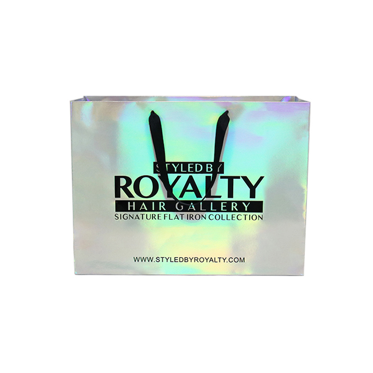 Hot Sale Manufacturer Holographic Valentines Day Cosmetic Packaging Slim Luxury Shopping Gift Paper Bag