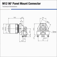Connecteur circulaire M12 DIN 4/8 broches A-Code pour l'automobile, indice de protection IP67, coudé à 90 degrés, mâle/femelle, pour montage sur panneau PCB, en cuivre