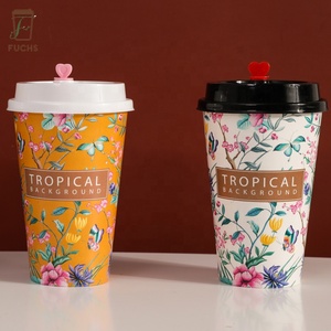 3/4/7/8/9/12/16 oz Customized Logo Eco-friendly PE Coating Paper Cup Disposable Coffee Cups With Lid