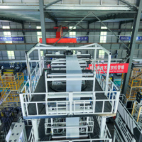 Machine de soufflage de film à haute productivité, co-extrusion 3 couches HDPE/LLDPE/LLDPE PE avec moteur, production de 380 kg/h