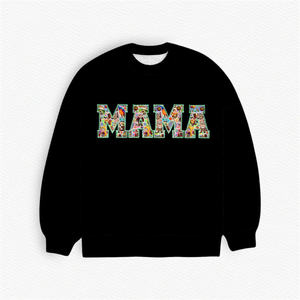 Custom <span class=keywords><strong>MAMA</strong></span> bordado de bambú francés Terry sudadera apliques adultos de talla grande chándales para combinar con bebé de bambú mameluco Pijamas - Product Image 3
