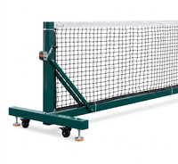 Filet de pickleball commercial portable robuste pour extérieur, 22 pieds, avec roues, poteaux de pickleball à manivelle, écologique, étanche, pour intérieur