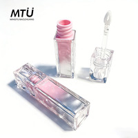 Tubes de brillant à lèvres carrés transparents roses de luxe, flacons vides personnalisés pour brillant à lèvres, emballages cosmétiques en plastique ABS pour rouge à lèvres et fard à joues, grand format