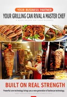 Grill à shawarma à gaz à deux brûleurs GB-25 noir, rôtissoire verticale, appareil commercial de comptoir pour doner kebab, GPL
