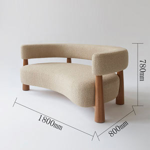 Canapé de salon minimaliste en forme d'arc, design incurvé, style Wabi Sabi, mobilier décontracté - Product Image 6