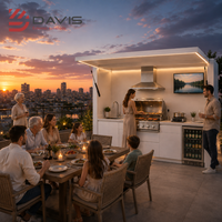 Meubles de cuisine extérieure sur mesure, îlot de barbecue avec évier, comptoir de rangement en acier inoxydable, vente en gros directe d'usine
