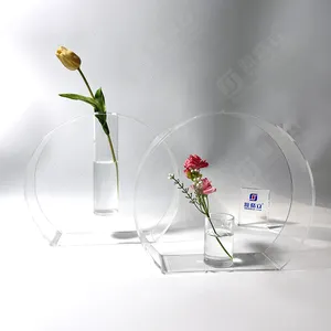 YAGELI custom logo acrylic fresh rose display wholesale clear acrylic vase for weddings flowers