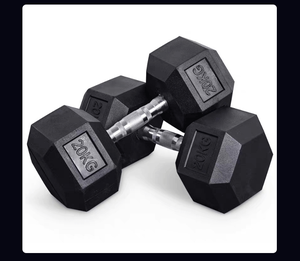 Full Size Stock Hexagonal Rubber Coated Cast Iron Dumbbell for Home Gym <b>Strength</b> <b>Training</b> Free Weight Exercise Equipment - Product Image 5