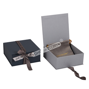 Best Attractive Custom Magnetic Ribbon Jewelry <b>Box</b> Soft Touch Lamination Gold Foil Stamp Logo for Gift Jewelry <b>Box</b> - Product Image 2