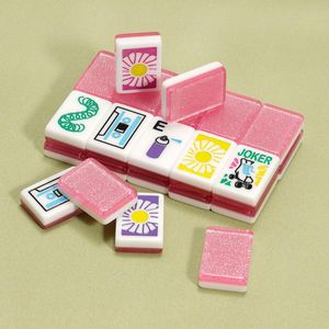 American Mahjong Acrylic Pink Crystal Set 32mm 160 Pieces Portable Gift Set for Chess Card <b>Entertainment</b> - Product Image 3
