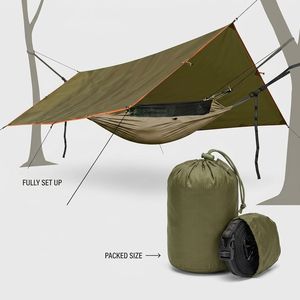 Hamac de camping <span class=keywords><strong>avec</strong></span> bâche de protection contre la pluie, <span class=keywords><strong>moustiquaire</strong></span> imperméable résistante aux UV, léger et portable pour la randonnée en plein air - Product Image 2