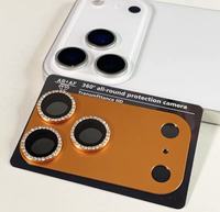Protection d'objectif photo en verre diamanté avec design engrenage métallique 3D Bling pour iPhone 17 Pro Max, 17 Air, 17 Pro, compatible avec les anneaux de fixation