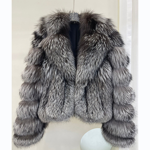 Áo khoác lông thú nữ thiết kế riêng, áo khoác lông cáo thật, kiểu ngắn tự nhiên - Product Image 2