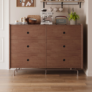 Nordic Solid Wood Chest Of <b>Drawers</b> Stainless Steel Modern Minimalist Storage Cabinet For Living Room Bedroom Home Use - Product Image 2