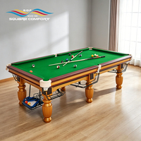 Table de billard S.Q.F Classic Green Felt 9 pieds avec pieds en marbre, plateau en ardoise, coussin en cuir, pour salle de jeux professionnelle, club de luxe ou usage domestique.