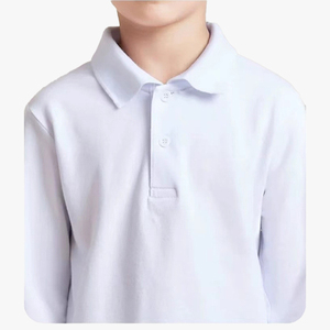 Polo à manches longues 100 % coton pour garçons, t-shirt blanc personnalisable pour grands enfants et filles, idéal pour l'automne - Product Image 1