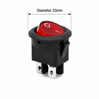 Interrupteur à bascule industriel SUDA KCD1-205-2A 8A 250VAC 4 broches SPST IP40 23mm rouge éclairé, interrupteur à bascule d'alimentation certifié CE CQC