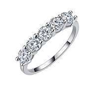 Bague populaire en argent S925 avec moissanite et incrustation demi-cercle, bague à cinq pierres de luxe léger, polyvalente et empilable