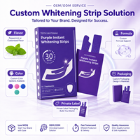 Tiras Blanqueadoras de Dientes Color Púrpura con Sabor a Menta, Sin Peróxido de Fluoruro, V34, Corrección de Color Óptica, Baja Sensibilidad, 30 Minutos
