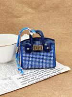 Lüks Bling Rhinestone Çevre Dostu Yüksek Kaliteli Mini Tasarımcı PU Deri Serigrafi Baskılı Çin Malı Cüzdan Anahtarlık Bozuk Para Çantası