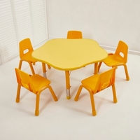 Tables et chaises rondes réglables ignifuges pour enfants de maternelle, motif fleur de prunier, pour l'éducation préscolaire et le graffiti