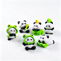 Figurines de panda miniatures mignonnes, grenouille avec chapeau, canard en bambou, ornements décoratifs en résine, décoration de bureau, de gâteau, de voiture, cadeau