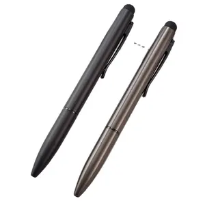 Заводская цена, шариковая ручка 2 в 1 с функцией пользовательского логотипа и матовым черным сенсорным экраном, шариковая ручка с металлическим корпусом и стилусом