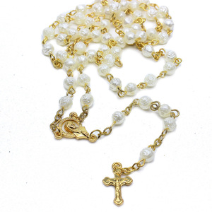 (In scatola) collana <span class=keywords><strong>rosario</strong></span> rosa dorata perline rosa <span class=keywords><strong>rosario</strong></span> croce gioielli - Product Image 2