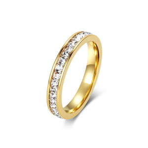 Trendy Single Strand Diamond <b>Ring</b> For Women <b>Titanium</b> Steel Rose Gold Band Index Finger Pinky <b>Ring</b> Everyday Wear - Product Image 4