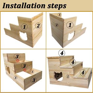 Escaleras de madera de 3 niveles para que los perros y los gatos se suban a la cama Escalera de madera para mascotas Escaleras plegables de madera para mascotas Escalones para perros - Product Image 5