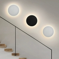 Applique murale ronde moderne 13cm/20cm LED noire/blanche/fer acrylique, luminaire facile à installer pour salon et chambre à coucher