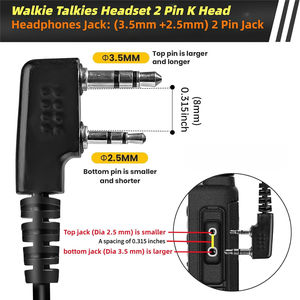 Écouteur acoustique à tube d'air de type K à 2 broches avec micro de gorge, pour radios Baofeng Kenwood Retevis Pxton Wouxun - Product Image 5