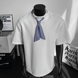 Camiseta Moderna de Manga Corta con Cuentas para Hombre, Estilo Vintage, Transpirable, Absorbe la Humedad, Diseño Americano Nuevo de Verano, Sensación de Alta Gama - Product Image 2