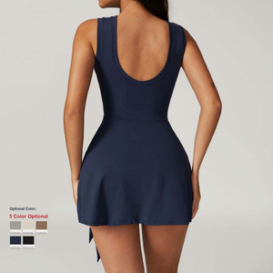 Lichtdichtes enges Sport kleid Schlanke Träger Casual Fitness Back Yoga Tennis rock - Product Image 5