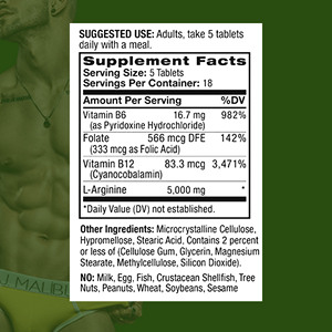 Nhà cung cấp tùy chỉnh L-Arginine máy tính bảng nam chăm sóc sức khỏe bổ sung hữu cơ L-Arginine Thuốc hỗ trợ lưu lượng máu & chức năng mạch máu - Product Image 2