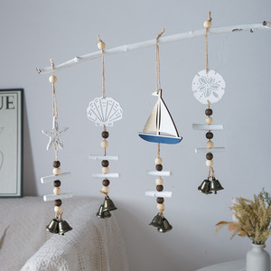 Carillon éolien en bois avec pendentif clochette, décoration intérieure pour salon, chambre, ornement côtier pour fête sur le thème de la plage - Product Image 2