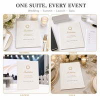 Tarjeta de Invitación de Papel de Arte con Sobre, Tarjeta de Mesa, Kit Personalizado para Inauguración de Restaurante, Grabado en Relieve con Lámina de Bronce, MOQ Bajo
