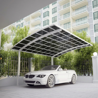 Abri de jardin M-Type 5x3m en aluminium, design simple, pour 2 voitures, résistant aux intempéries, construction durable pour allée de stationnement