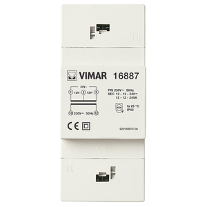 หม้อแปลง vimar 230V ถึง12-24V IP40 24VA สำหรับการใช้งานแรงดันไฟฟ้าต่ำ - Product Image 1