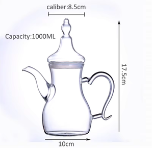 Service à thé et café en verre borosilicate de style turc, théière arabe, faite à la main, soufflée à la <span class=keywords><strong>bouche</strong></span>, couvercle en acier inoxydable, taille personnalisable, infuseur - Product Image 2