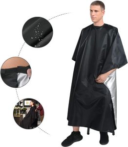 Cape de coiffure et de maquillage noire imperméable 100 % polyester avec logo personnalisé et taille ajustable - Product Image 5