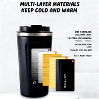 Thermos à vide à double paroi en acier inoxydable réutilisable pour le sport, le café, l'isolation thermique, 380 ml, 510 ml, tasse de bureau, gobelet de voyage