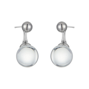 Transparent <b>Crystal</b> <b>Ball</b> Stud Earrings 925 Silver Minimalist Everyday Wear Geometric Design Round Shape - Product Image 5