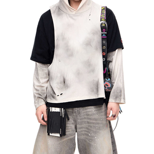 Streetwear Double Layer 100% Cotton Long Sleeve Hooded <b>Tshirts</b> High Quality Custom Acid Wash <b>Tie</b>-<b>dye</b> Hoodie - Product Image 4