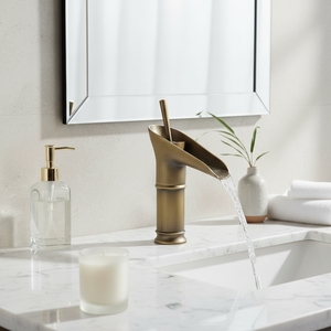 Classic Deck Mounted Cascata Lavandino Rubinetto Del Bagno <span class=keywords><strong>bronzo</strong></span> <span class=keywords><strong>Antico</strong></span> Bacino Calda e Fredda Miscelatore Acqua di Rubinetto S-8007 - Product Image 4