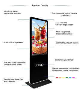 Écran vertical ultra-fin 55 pouces 4K, affichage numérique Android 13, <span class=keywords><strong>lecteur</strong></span> publicitaire interactif sur pied pour la signalisation dans les centres commerciaux - Product Image 5